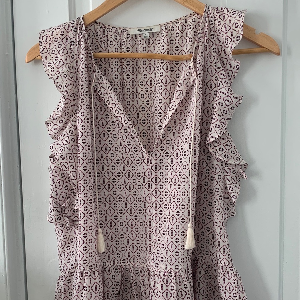 Madewell Silk Red White Ikat Print S